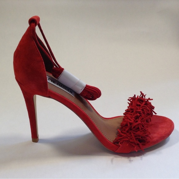 Steve Madden Sassey red suede sandals 9.5 B with 4 inch heels - Picture 4 of 10